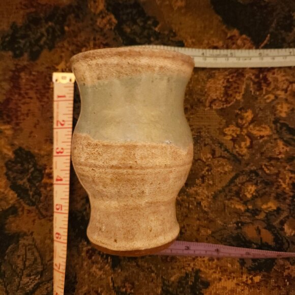 Artisan art ceramic vase, handmade, blue, brown, white glazing, NWOT - Picture 5 of 9